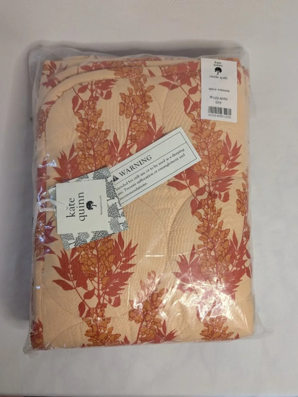 New Kate Quinn Spice Wisteria Organic Cotton Circle Quilt Blanket